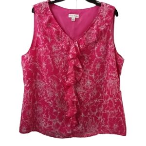 Studio Works Pink Sleeveless Ruffle Blouse